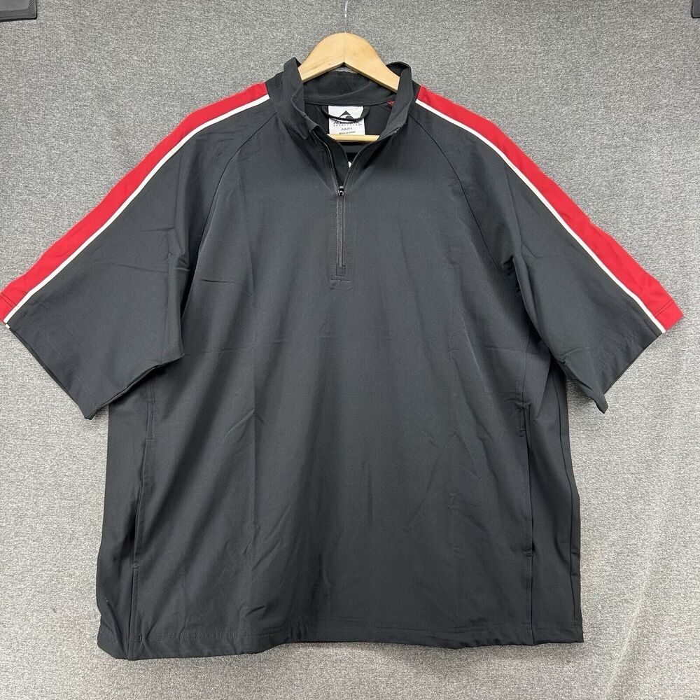 Augusta Windshirt Men's Large Quantum Short Sleeve Black Red Windbreaker NEW